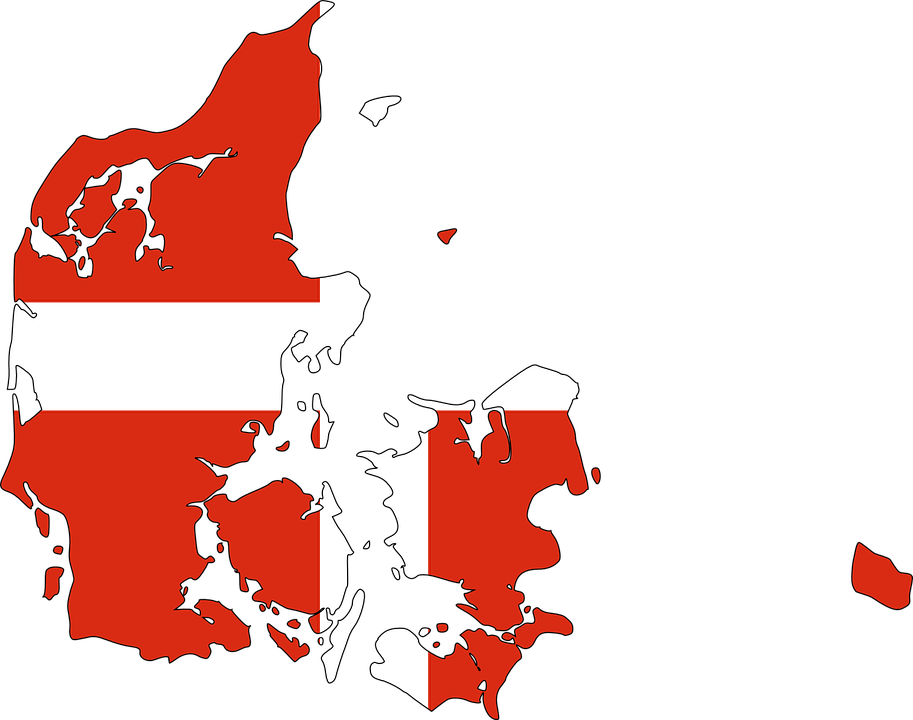 Карта и флаг Дании - грузоперевозки из Дании