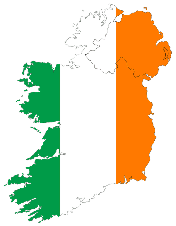 Карта и флаг Ирландии - грузоперевозки из Ирландии