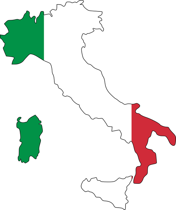 Карта и флаг Италии - грузоперевозки из Италии