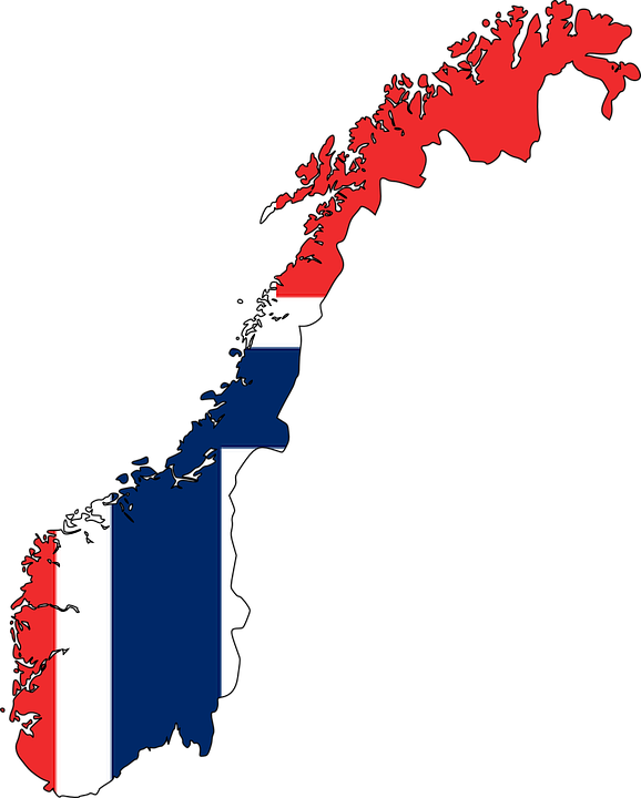 Карта и флаг Норвегии - грузоперевозки из Норвегии