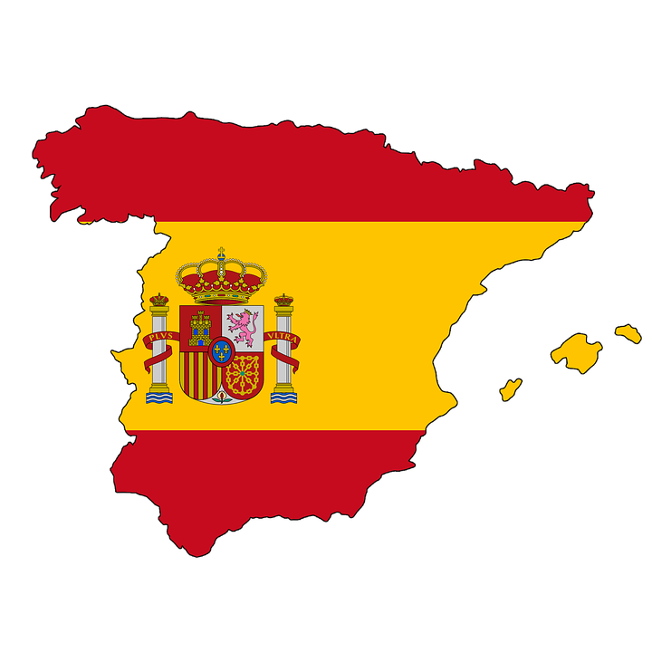 Карта и флаг Испании - грузоперевозки из Испании
